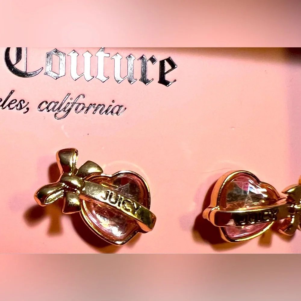 Juicy Couture  NWT Juicy Cherry Heart Tumbler  & Juicy Gold Rhinestone Earrings - Picture 10 of 10